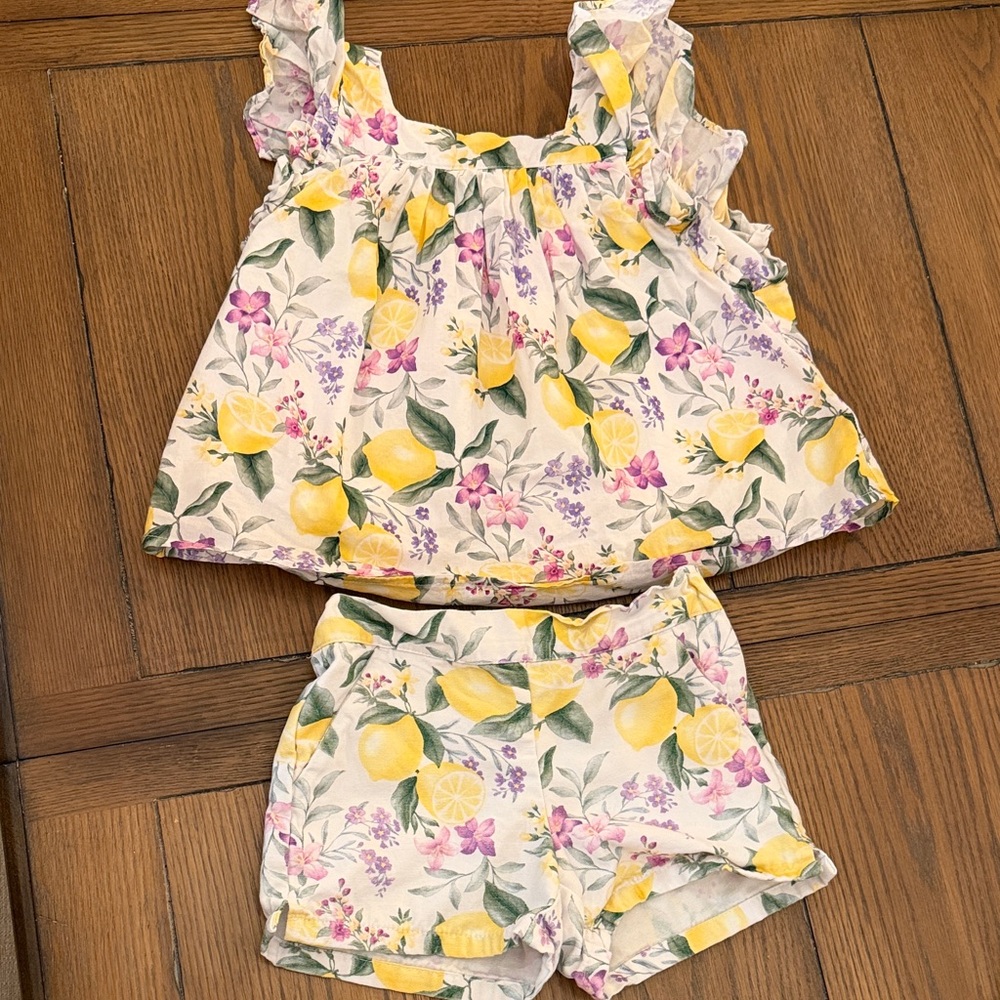Janie and Jack Lemon Floral Kids Matching Set